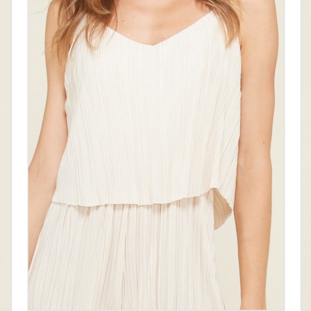 LAST ONE!! (Large) Champagne Pleated Satin Romper - Picture 11 of 14